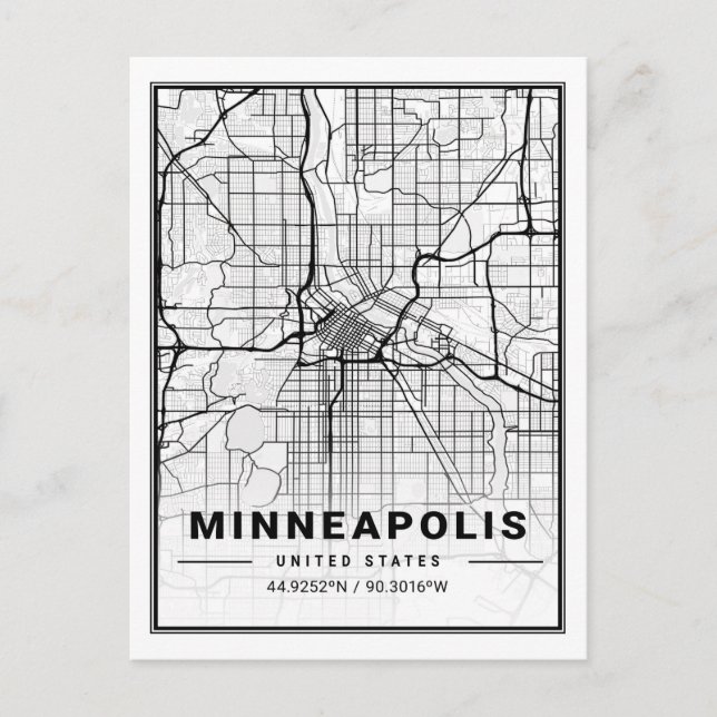 Minneapolis Minnesota USA Travel City Map Postkarte (Vorderseite)