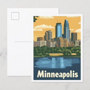 Minneapolis Minnesota Vintage-Reiseillustration Postkarte