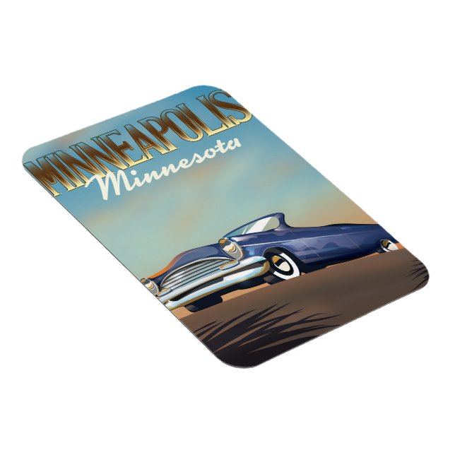 Minneapolis, Minnesota Vintage Reiseplakat Magnet (Rechte Seite)