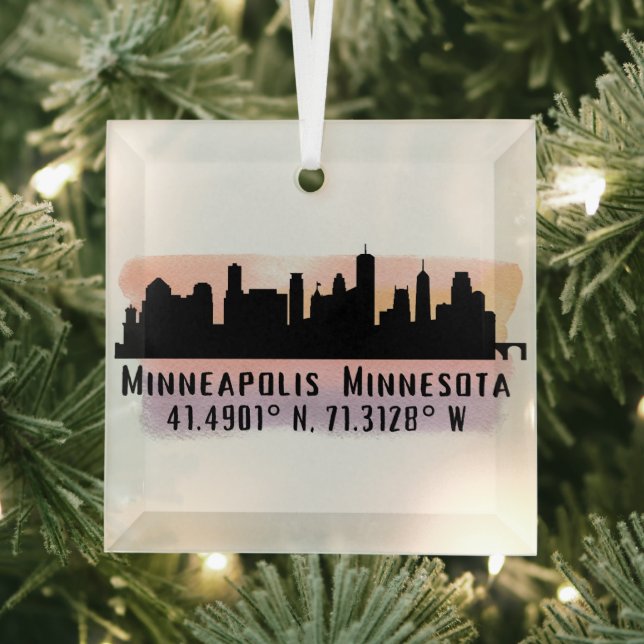 Minneapolis MN City Skyline Glasdekoration Ornament Aus Glas (Insitu)