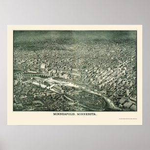 Minneapolis, MN Panoramabalkarte - 1879 Poster