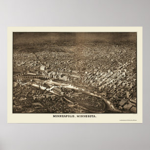 Minneapolis, MN Panoramabalkarte - 1885 Poster