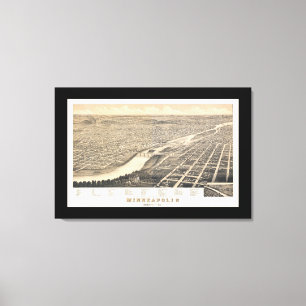 Minneapolis MN Panoramakarte DIGITAL ENTFERNT Leinwanddruck