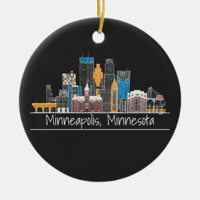 Minneapolis, MN Skyline Keramik Ornament (Vorne)