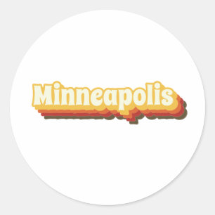 Minneapolis Retro-Vintager Text Runder Aufkleber