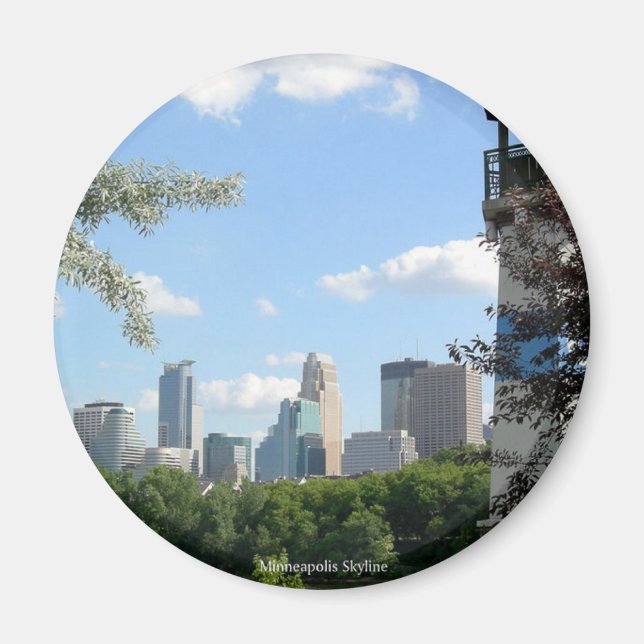 Minneapolis Skyline mit Boom Island Lighthouse Magnet (Vorne)
