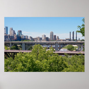 Minneapolis Skyline und Brücken Poster