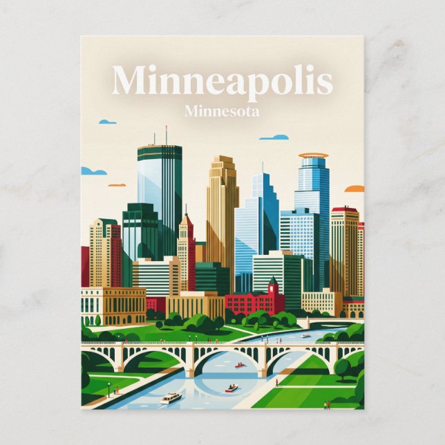 Minneapolis Skyline USA Postkarte (Vorderseite)