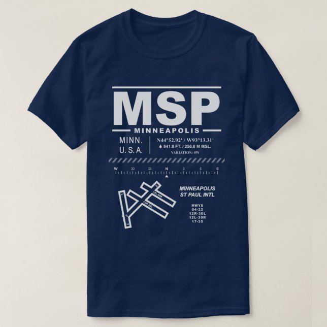 Minneapolis St Paul International Airport MSP T-Shirt (Design vorne)