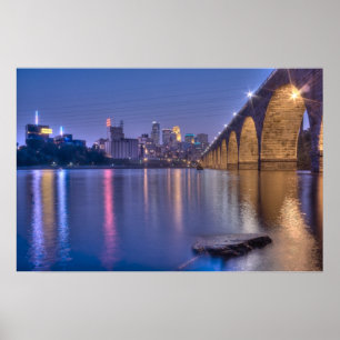 Minneapolis Stone Arch Bridge bei Twilight Poster