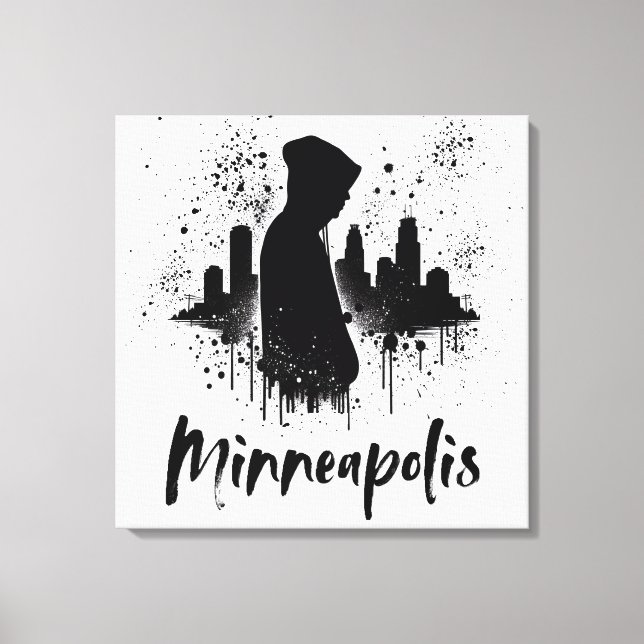 Minneapolis Tintenpatrone Skyline Leinwand Art (Vorderseite)