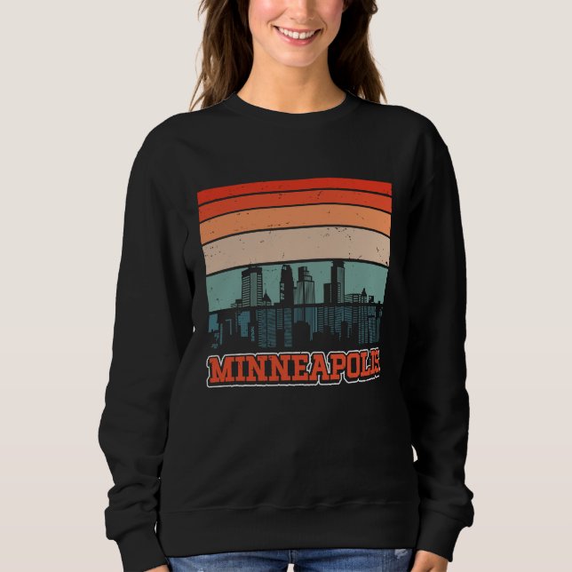 Minneapolis USA Retro Vintage Sunset Skyline Minne Sweatshirt (Vorderseite)