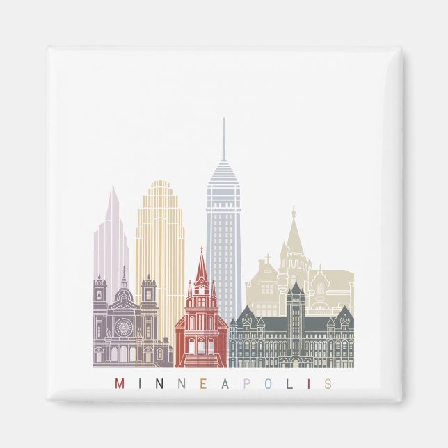 Minneapolis V2 Skyline-Poster Magnet (Vorne)