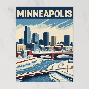 Minneapolis Winter Stadtlandschaft Postkarte