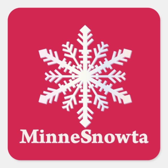 MinneSnowta mit Snowflake Quadratischer Aufkleber (Vorderseite)
