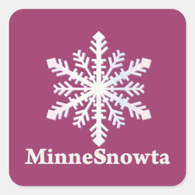 MinneSnowta mit Snowflake Quadratischer Aufkleber (Vorderseite)