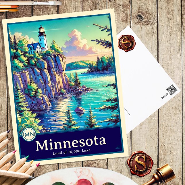 Minnesota | Anime Style Cel Schattenkarte Postkarte (Von Creator hochgeladen)