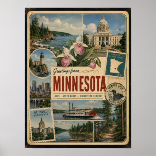 Minnesota Authentischer Vintage-Stil Poster