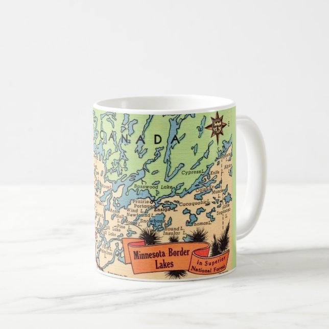 Minnesota Border Lakes Karte Tasse (VorderseiteRechts)