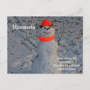 Minnesota "Build a Snowman" Postkarte