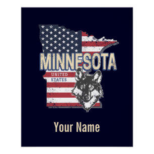 Minnesota Bundesstaat Vereinigte Staaten Karte Vin Poster