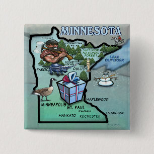 Minnesota-Cartoon-Karte Button
