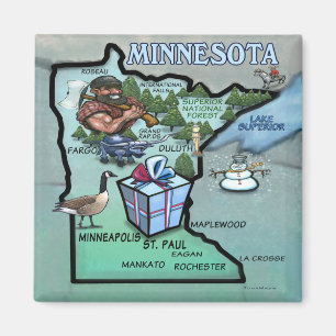 Minnesota-Cartoon-Karte Magnet