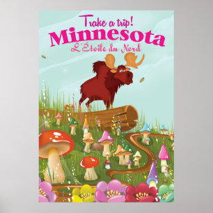Minnesota Cartoon Reiseplakat Poster