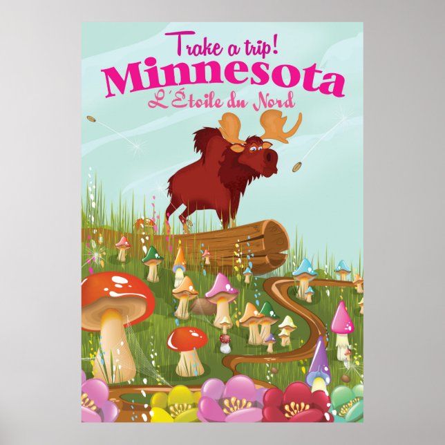 Minnesota Cartoon Reiseplakat Poster (Vorne)