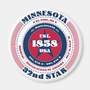 Minnesota Circle Typografy Souvenir Magnet