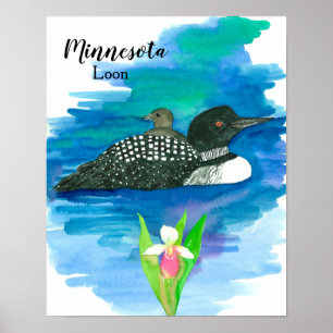 Minnesota Common Loon Baby Bird Poster