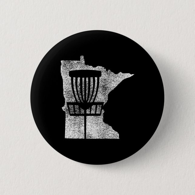 Minnesota Disc Golf State With Basket Distressed G Button (Vorderseite)