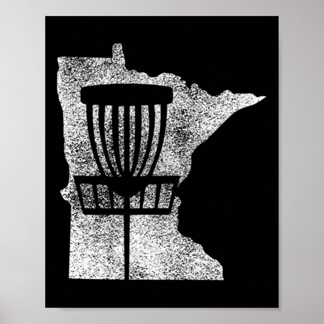 Minnesota Disc Golf State With Basket Distressed G Poster (Vorne)