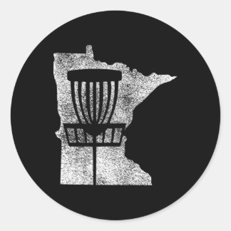 Minnesota Disc Golf State With Basket Distressed G Runder Aufkleber