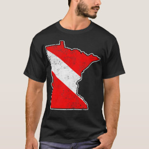 Minnesota Dive Flag Scuba Dive Staat Karte Tauchen T-Shirt