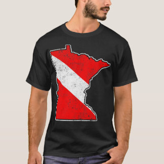 Minnesota Dive Flag Scuba Dive Staat Karte Tauchen T-Shirt