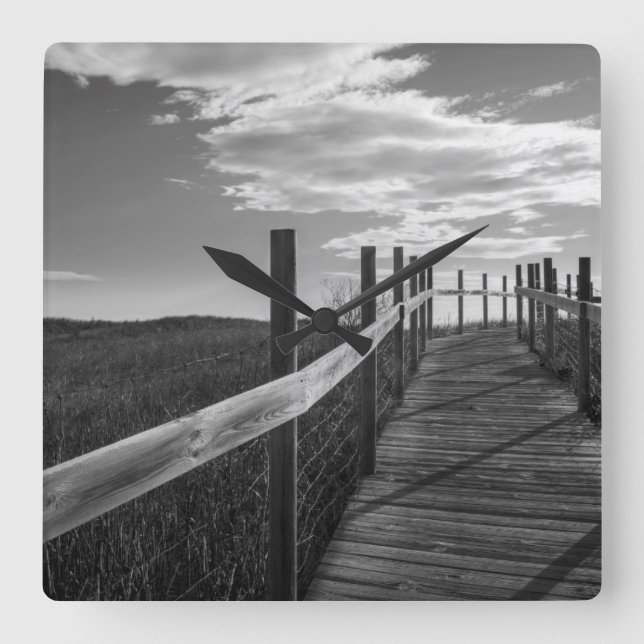 Minnesota, Duluth, Park Point, Boardwalk Quadratische Wanduhr (Vorderseite)