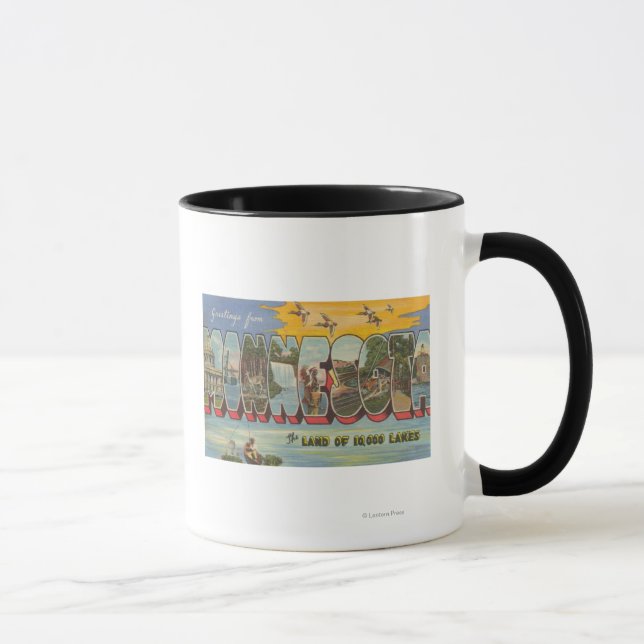 Minnesota (Enten) - Große Buchstabenszenen Tasse (Rechts)
