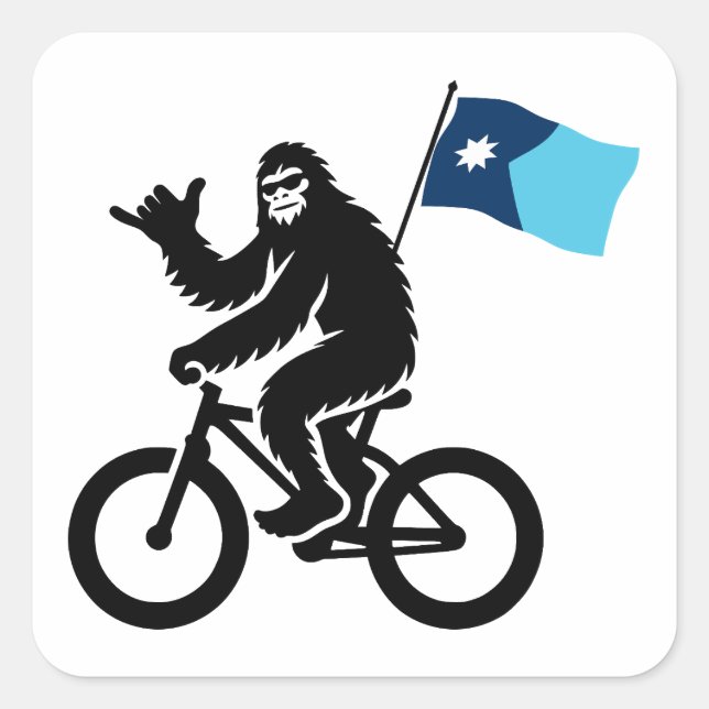Minnesota-Flagge mit Bigfoot Cycling Quadratischer Aufkleber (Vorderseite)