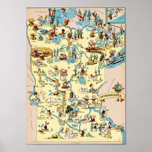 Minnesota Funny Vintage Karte Poster (Vorne)