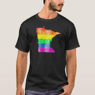 Minnesota Gay Staatsstolz Rainbow Flag Map Gay Les T-Shirt