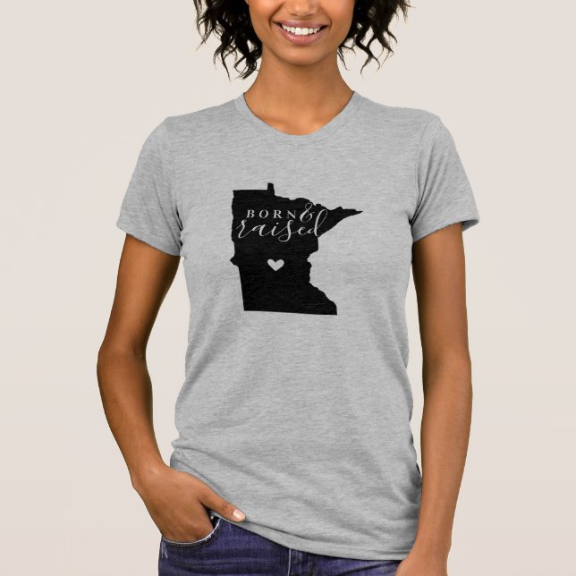Minnesota Geborenes und erhöhtes Staat T-Shirt (Vorderseite)