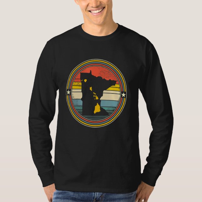Minnesota Hawaii Roots Origin Staat Map Retro T-Shirt (Vorderseite)