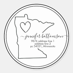 Minnesota Heimkehradresse Signature Liebe Runder Aufkleber