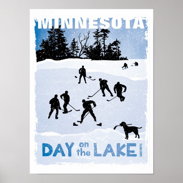 Minnesota Hockey Day on Lake Pond Hockey Blue Poster (Vorne)