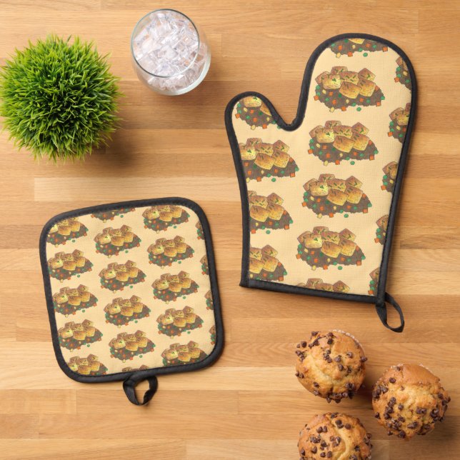 Minnesota Hot Disa Tater Tot Casserole Ofenhandschuh & Topflappen-Set (Oben Unten)