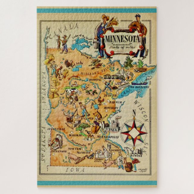 Minnesota Illustrated 20x30 Map  Puzzle (Vertikal)