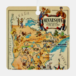 Minnesota illustrierte Karte  Ornament Aus Metall
