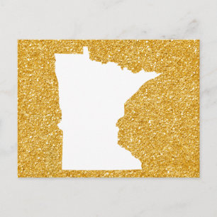 Minnesota im Glitzer Weiß und Gold Postkarte