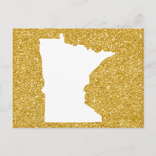 Minnesota im Glitzer Weiß und Gold Postkarte (Vorderseite)